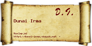 Dunai Irma névjegykártya