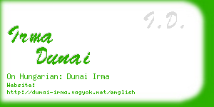 irma dunai business card